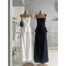 批发Skk Store Lace少女香气 浪漫婉约法式蕾丝小吊带/花边<b class='q'>休闲</b>裤<b class='q'>套装</b>