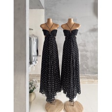 批发Lienni夏花2026新款气质<b class='q'>宽松</b>显瘦法式波点长款镂空挂脖连衣裙女