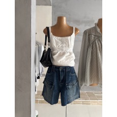 批发板栗可可Bankelili'私服！版型牛牛'设计感水洗做旧工装牛仔短裤