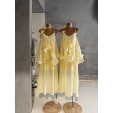 批发EIA一尧【露思贝儿裙】天丝吊带<b class='q'>连衣</b>裙女夏荷叶边甜美度假大摆裙