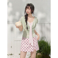 批发夏季纯欲风莱赛尔荡领真两件套<b class='q'>碎花</b>拼接T恤垂感透气系带短袖+短裙