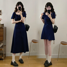 批发实拍<b class='q'>胖</b><b class='q'>mm</b><b class='q'>新款</b>高级感简约收腰显瘦夏季连衣裙