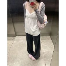 批发韩系穿搭白色v领吊带背心女早春2026新款外穿<b class='q'>防晒衫</b>无袖上衣套装