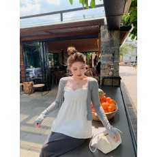 批发韩系穿搭白色v领吊带背心女早春2026<b class='q'>新款</b>外穿防晒衫无袖上衣套装