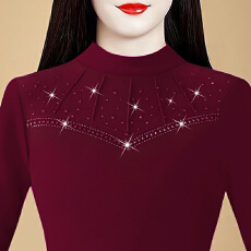 批发秋冬打底衫女新款<b class='q'>女士</b>秋衣网纱时尚长袖上衣洋气打底加绒保暖<b class='q'>小衫</b>