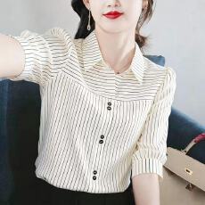 批发2026夏季新款<b class='q'>真丝</b><b class='q'>衬衫</b>女条纹<b class='q'>衬衣</b>妈妈洋气雪纺小衫桑蚕丝显瘦上衣