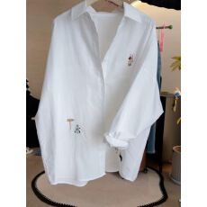 批发白色重工<b class='q'>刺绣</b>长袖<b class='q'>衬衫</b>女2026早春韩系减龄百搭时髦上衣