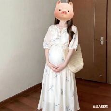 批发<b class='q'>孕妇装</b>2026法式绝美独特碎花连衣裙夏季温柔风高端精致气质两件套