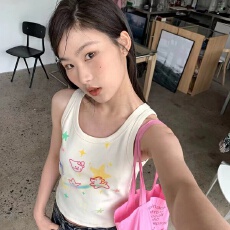 批发可爱<b class='q'>甜美</b>涂鸦学院打底小吊带背心女辣妹修身显瘦内搭外穿短款上衣