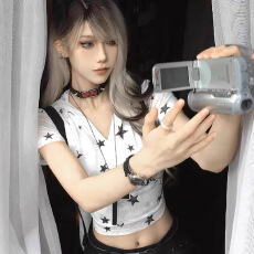 批发原创减龄辣妹星星印花兔耳朵连帽短袖<b class='q'>T</b><b class='q'>恤</b>上衣夏