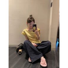 批发已出货 2025甜心Rachel 后侧绑带设计 圆领设计感木耳边露背T恤