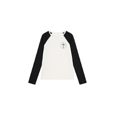 批发插肩袖撞色圆领<b class='q'>长袖</b>T恤女秋季韩系休闲<b class='q'>打底衫</b>上衣