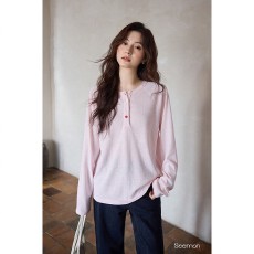 原版面料韩系多巴胺粉色长袖t恤夏宽松防晒罩衫上衣海边度假穿搭