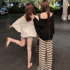批发已出货 微透防晒衫蝙蝠袖休闲女露锁骨斗篷<b class='q'>宽松</b>小上衣