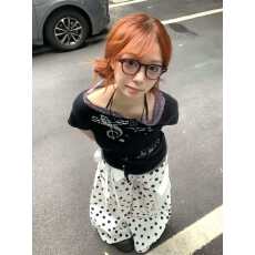 批发假两件撞色波点印花斜肩短袖T恤女修身显瘦上衣