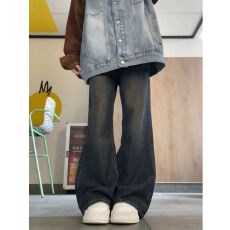 复古微喇牛仔裤女春秋新款美式弹力宽松遮肉显瘦百搭低腰喇叭裤子