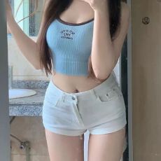 批发美式辣妹低腰<b class='q'>白色</b>牛仔<b class='q'>短裤</b>女夏季紧身显瘦直筒弹力提臀包臀热裤