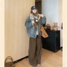 批发加绒加厚牛仔棉服<b class='q'>外套</b>冬装新款2025冬季韩版宽松棉衣<b class='q'>休闲</b>夹克上衣