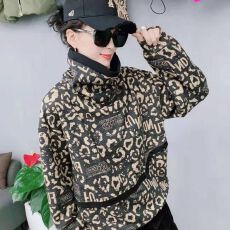 欧洲站高领卫衣女2025冬新款时尚豹纹欧货洋气加绒打底衫上衣女潮