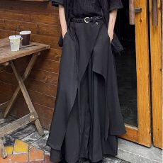 批发不规则灰色<b class='q'>西装</b>半身长裤男2026春夏新款复古a字中腰显瘦大摆裙裤