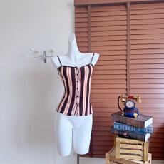 批发周怡彤◆撞色条纹吊带背心女辣妹风夏季<b class='q'>街头</b>修身显瘦无袖绝美上衣