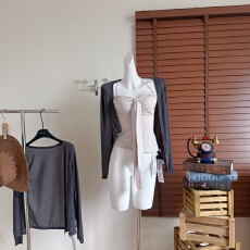 批发Wuu2sweet吴太甜 <b class='q'>街头</b>漫步 蝴蝶结裹胸吊带开衫上衣女夏背心套装