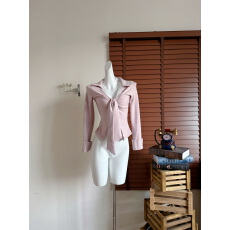 批发Mejiu蜜九甜白物语 纯欲性感蕾丝<b class='q'>衬衫</b>女秋季长袖甜美粉色上衣