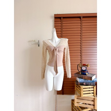 批发THE SWAN司凰轻奢 爱穿的日常款精致磨毛蕾丝针织上衣<b class='q'>半身裙</b>套装