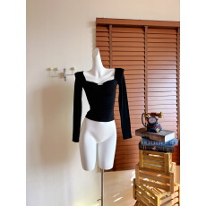 批发sheepland心动密码蕾丝拼接<b class='q'>长袖</b><b class='q'>t</b><b class='q'>恤</b>女秋冬收腰显瘦内搭打底衫上衣