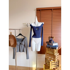 批发南希FairyNancy甜欲教主 带胸垫<b class='q'>蕾丝</b>拼接挂脖T恤女扭结<b class='q'>打底衫</b>上衣