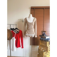 批发Rase le sol‘Christmas Set2.0’绞花毛衣<b class='q'>蕾丝</b>吊带针织<b class='q'>短裤</b>套装