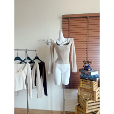 批发白水女 纯欲天菜 蕾丝吊带&V领打底衫女冬季设计感纯欲显瘦上衣