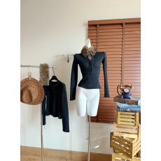 批发红人馆内搭打底衫女2025新款超好看长袖t恤中长款灰色修身<b class='q'>上衣</b>女