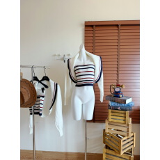 批发WITHMIN 三件套女秋季新款短款针织开衫女抹胸低腰<b class='q'>休闲</b>长裤女<b class='q'>套装</b>