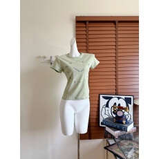 批发Ranwear'私服t'百搭圆领休闲字母印花修身显身材短款短袖T恤