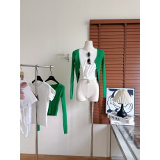 批发麻头MATOU 设计感印花小狗短袖外搭韩系显白<b class='q'>修身</b>针织开衫两件套