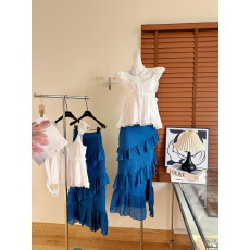 批发烟熏桃桃Embertia法式蕾丝拼接设计感小飞袖高级感娃娃衫小上衣