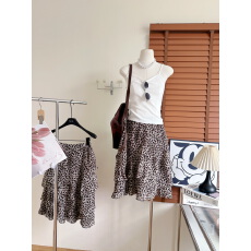 批发欧洲站2026春季新款欧货<b class='q'>时尚</b>百搭豹纹印花显瘦雪纺蛋糕裙波点裙