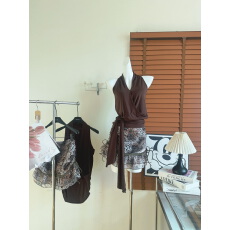 批发44AaSi 鬼马狂野 氛围感波点豹纹<b class='q'>雪纺</b>半身裙<b class='q'>双层</b>荷叶边显瘦半裙