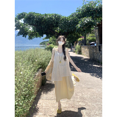 批发大码实拍~蝴蝶结不规则<b class='q'>蕾丝</b>罩衫胖MM吊带<b class='q'>连衣裙</b>叠穿新款套装