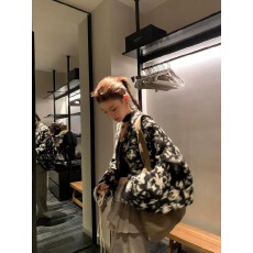 秋冬新款韩版复古双面织两面穿提花针织开衫女气质软糯毛衣外套厚