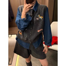 批发小马图案羊毛针织马甲牛仔衬衫两件套女欧洲站2026早<b class='q'>春</b>新款欧货潮