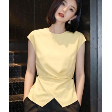 批发2026夏季时髦设计感不规则交叉短袖<b class='q'>T</b><b class='q'>恤</b>女显瘦百搭高级感大码内搭