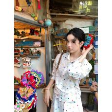 批发2026春季绝美穿搭法式气质超好看白色波点衬衫<b class='q'>连衣裙</b>套装女