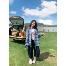 批发美式复古格子衬衫<b class='q'>外套</b>女2026春装新款别致宽松休闲衬衣<b class='q'>中长款</b>上衣