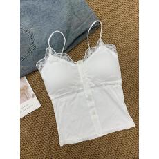 批发【带胸垫】夏季美背吊带文胸一体蕾丝带胸垫背心女内搭外穿小<b class='q'>上衣</b>
