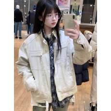 批发新款宽松工装外套女春秋款复古拉链时尚外套cleanfit哈灵顿夹克潮