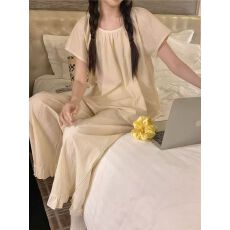 批发睡衣夏天女圆领短袖长裤学生ins短袖甜美公主休闲宽松<b class='q'>家居服</b>套装