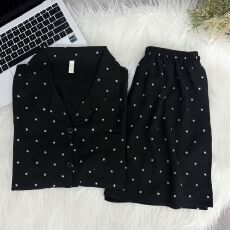 批发新款夏季<b class='q'>睡衣</b>女短袖云朵棉爆款黑色星星甜美<b class='q'>可爱</b>学生家居服套装