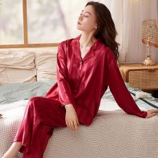 批发ins网红<b class='q'>睡衣</b>女春秋季长袖仿<b class='q'>真丝</b>提花竖条冰丝条纹家居服<b class='q'>套装</b>春夏